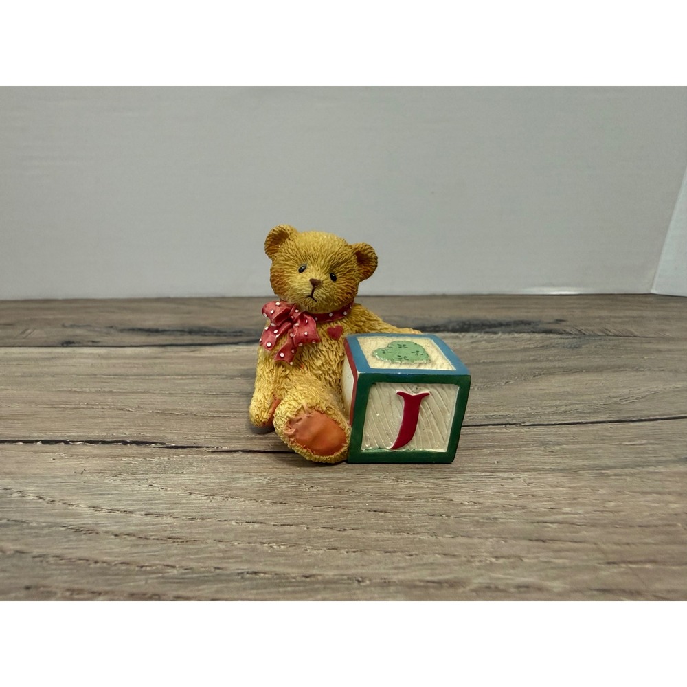 1995 Cherished Teddies Priscilla Hillman Enesco Bear with Letter J Block 158488J